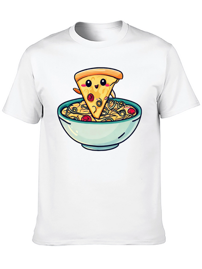 Cute Pizza Slice in Bowl Graphic T-Shirt