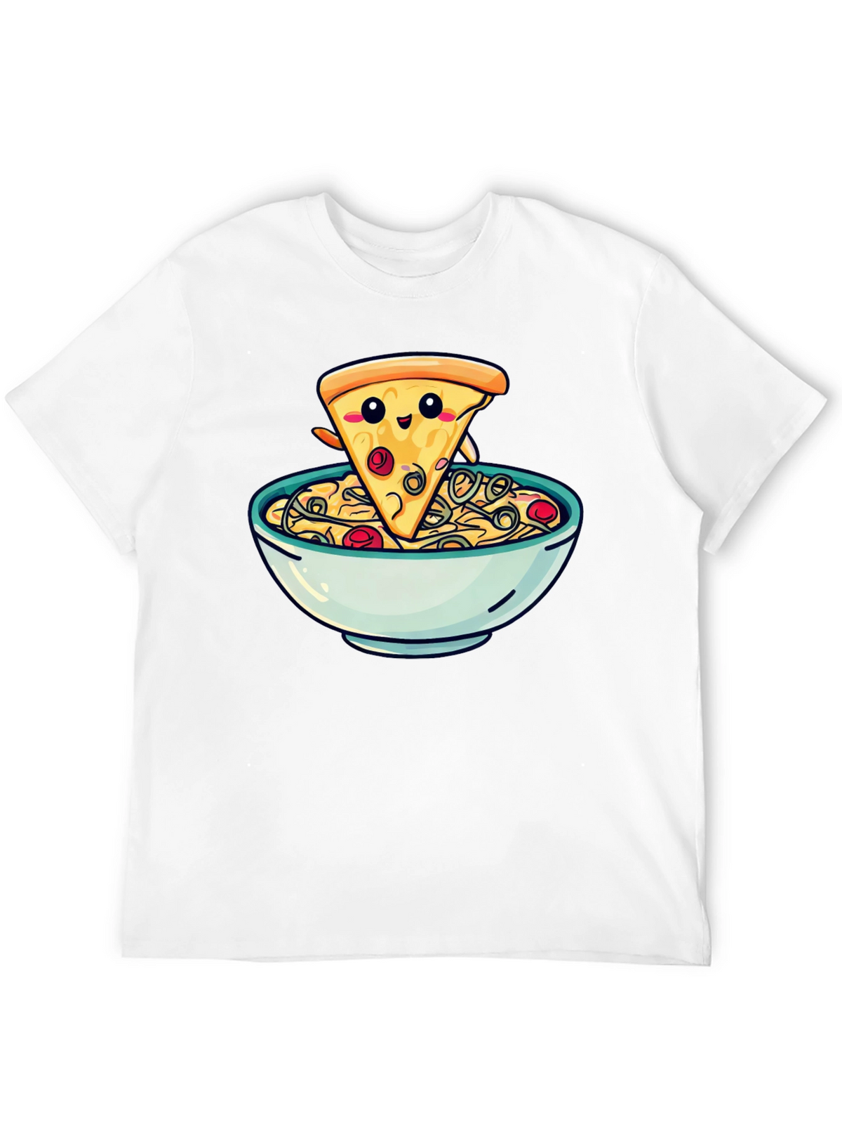 Cute Pizza Slice in Bowl Graphic T-Shirt