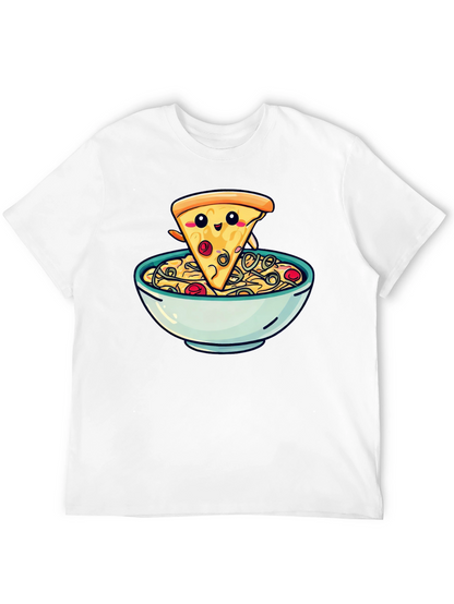 Cute Pizza Slice in Bowl Graphic T-Shirt