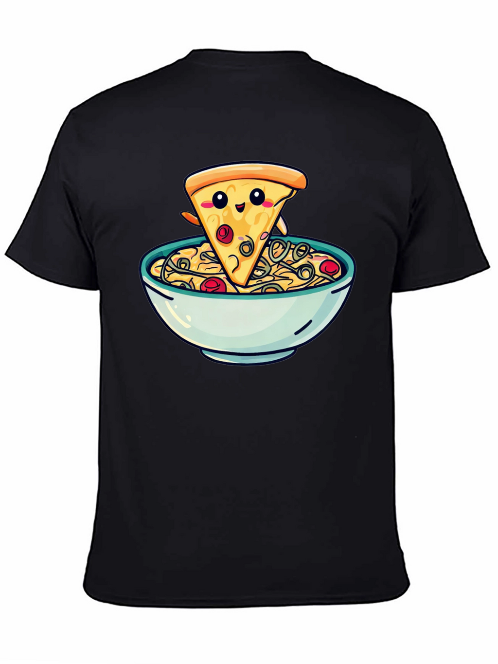 Cute Pizza Slice in Bowl Graphic T-Shirt