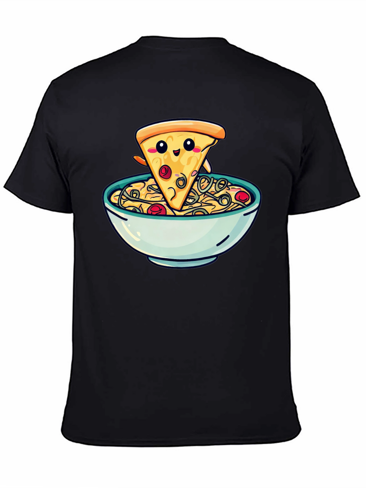 Cute Pizza Slice in Bowl Graphic T-Shirt