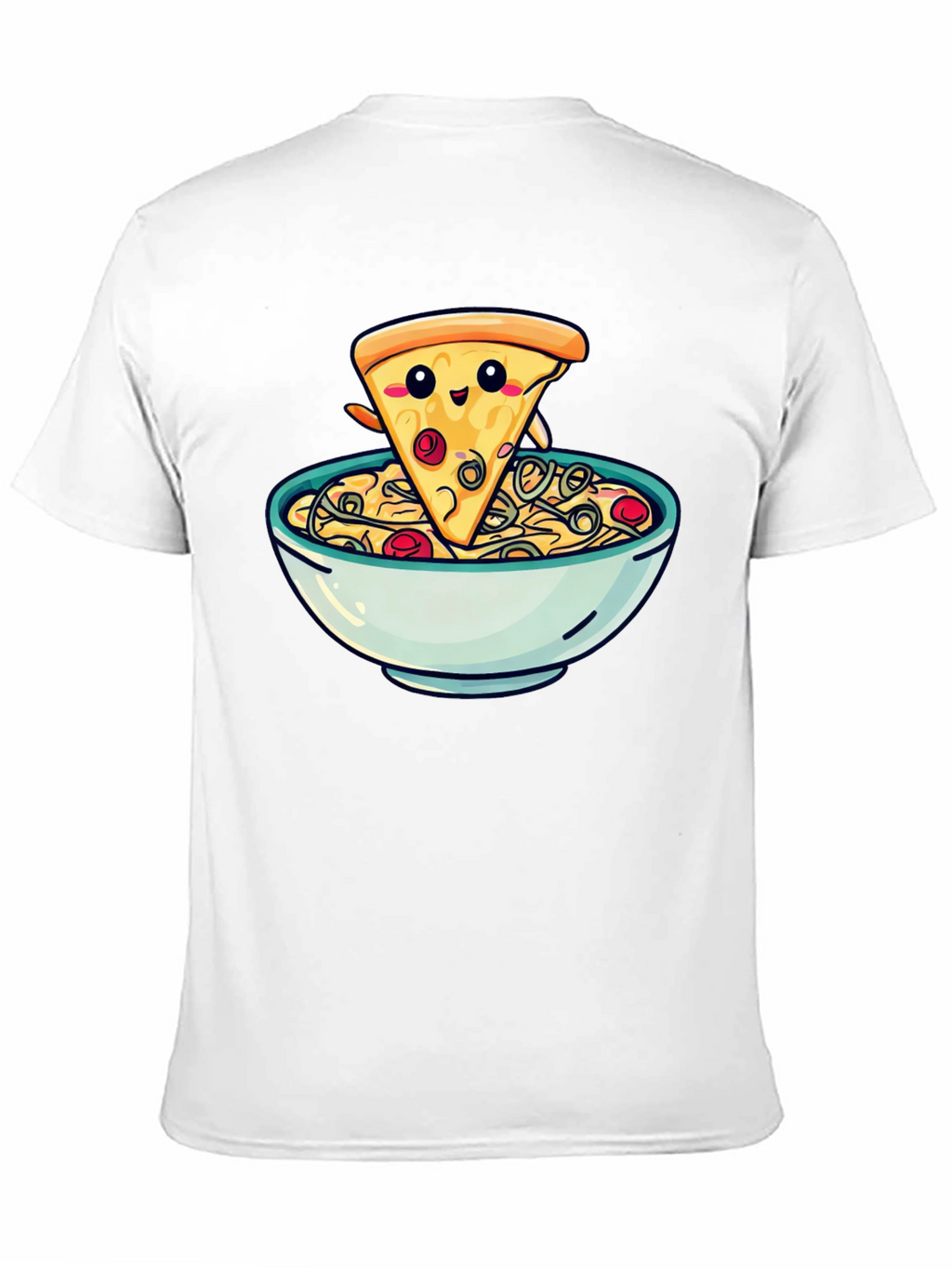 Cute Pizza Slice in Bowl Graphic T-Shirt