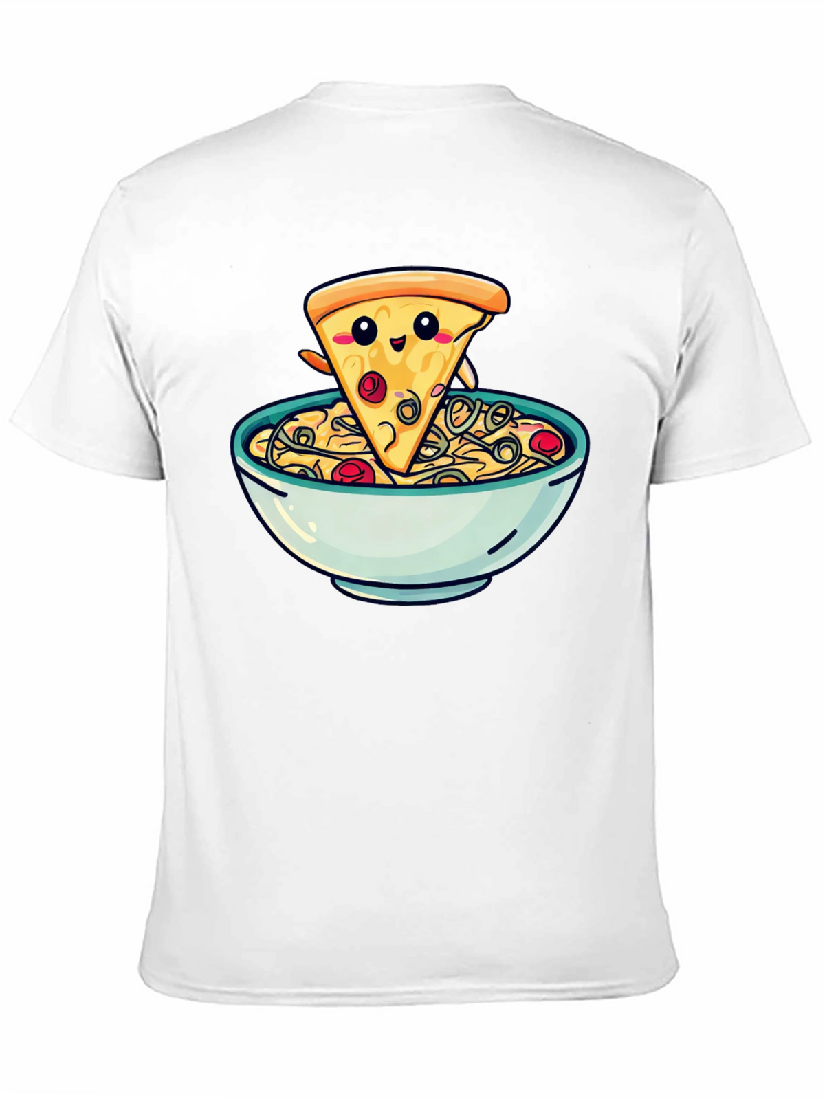 Cute Pizza Slice in Bowl Graphic T-Shirt