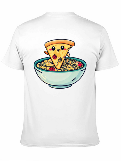 Cute Pizza Slice in Bowl Graphic T-Shirt