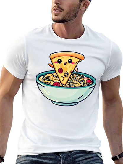 Cute Pizza Slice in Bowl Graphic T-Shirt