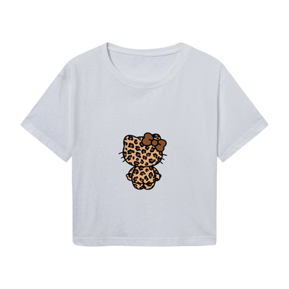 Stylish Leopard Hello Kitty Graphic Y2K Fashion Crop Top