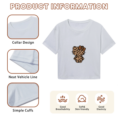 Stylish Leopard Hello Kitty Graphic Y2K Fashion Crop Top