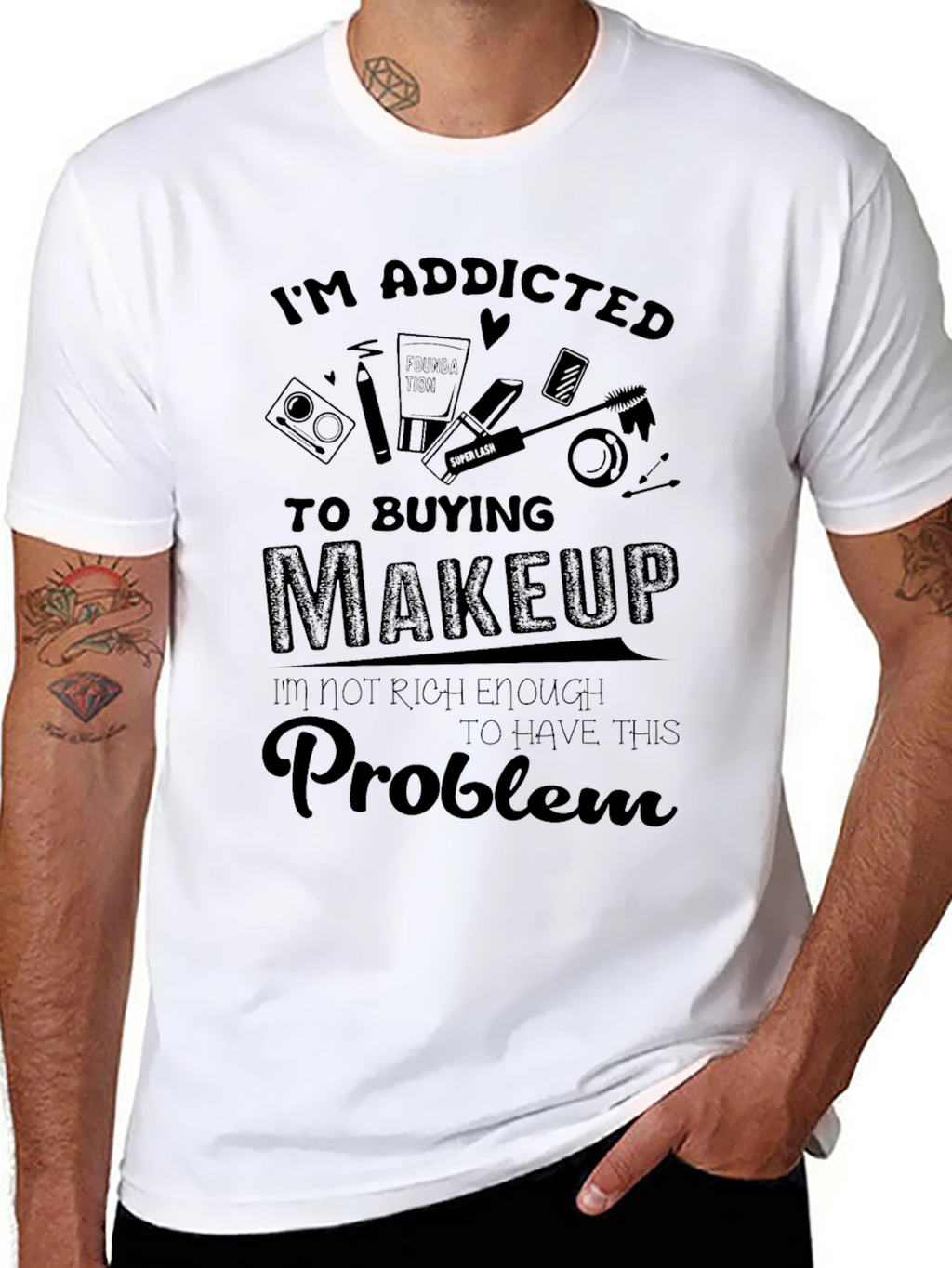 Addicted to Makeup Black Graphic T-Shirt