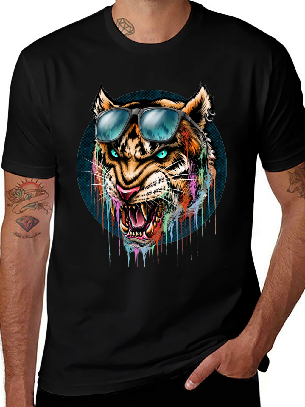 Cool Tiger Graphic Tee - Mens Black T-Shirt