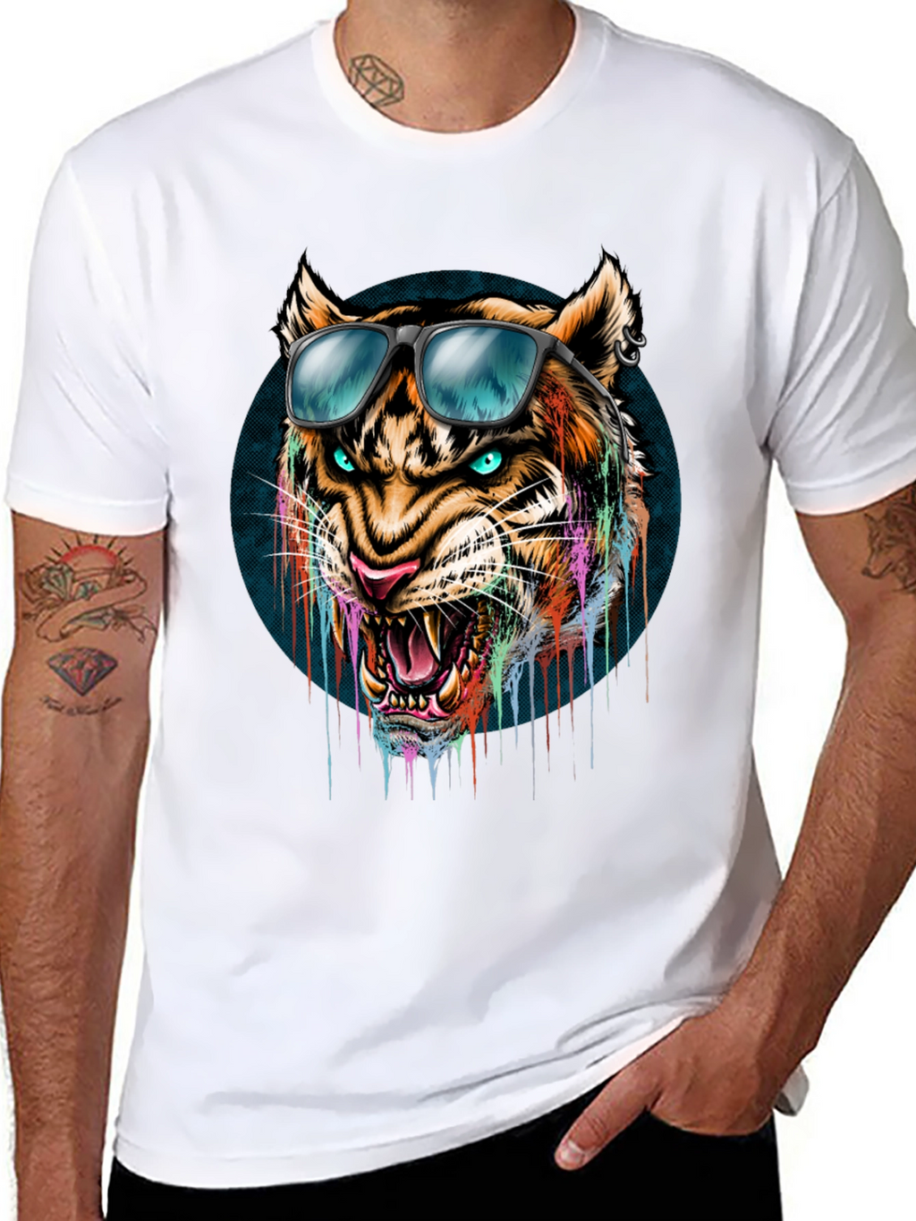 Cool Tiger Graphic Tee - Mens Black T-Shirt