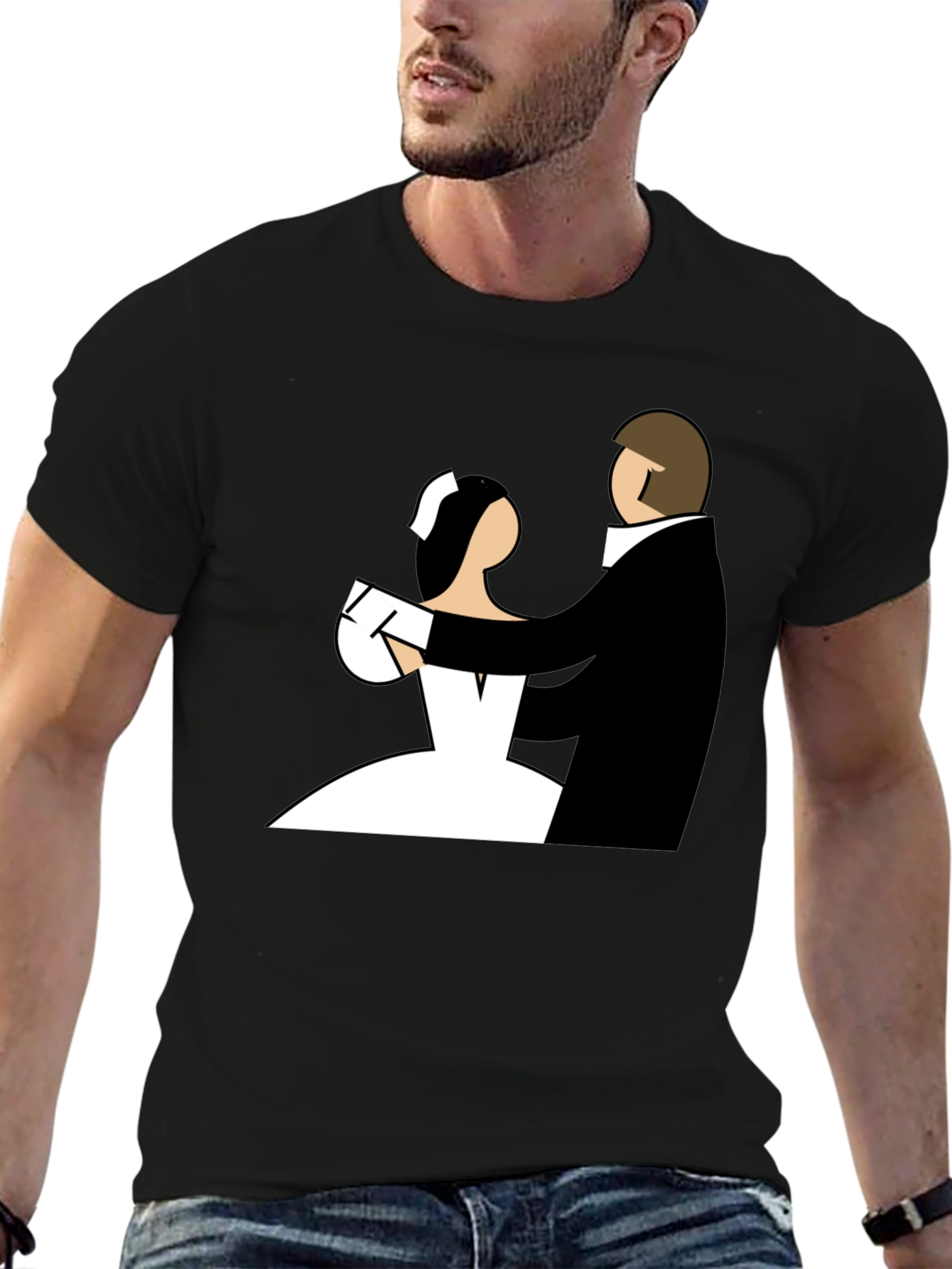 Bride and Groom Graphic Tee - Black