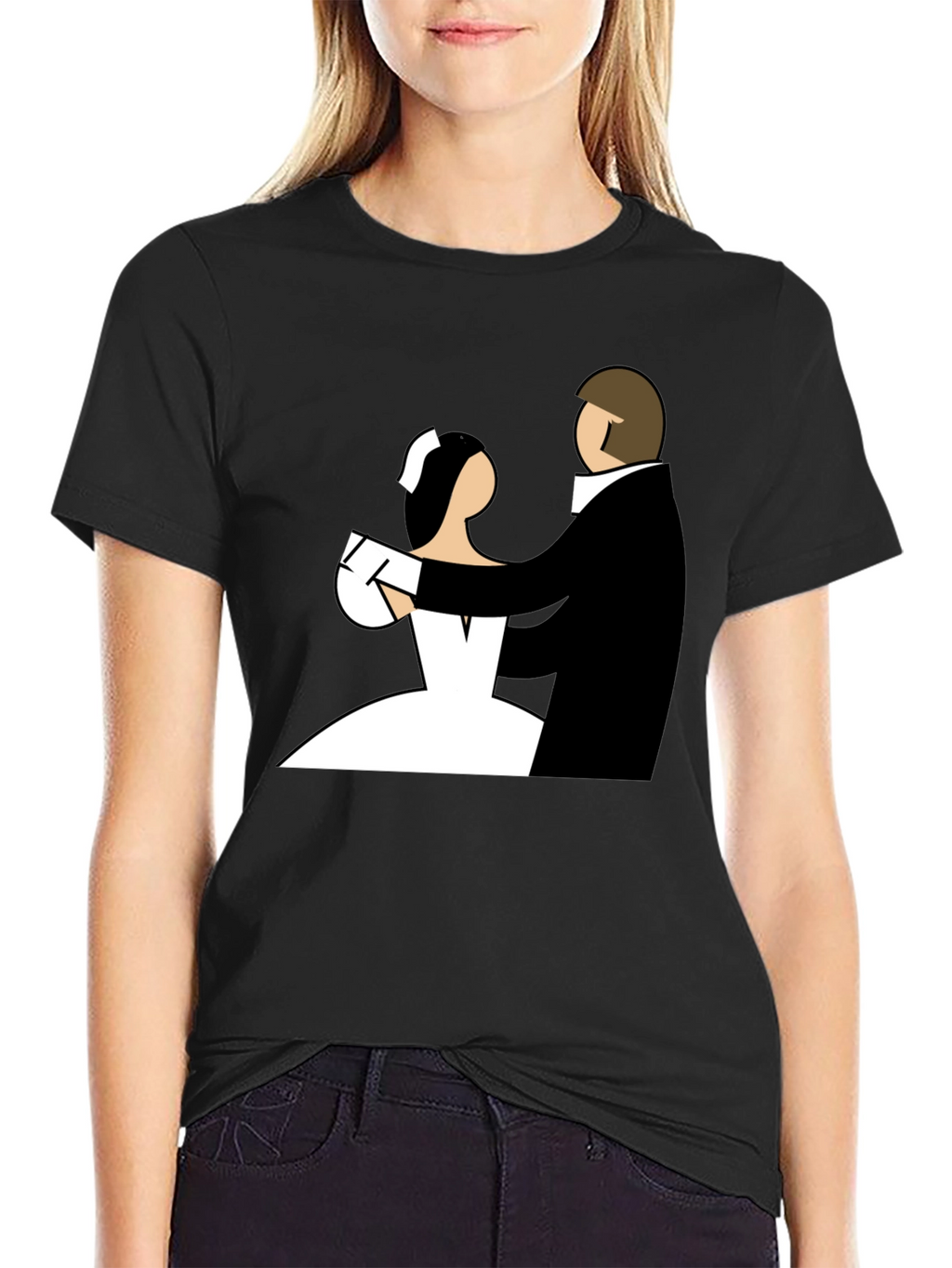 Bride and Groom Graphic Tee - Black