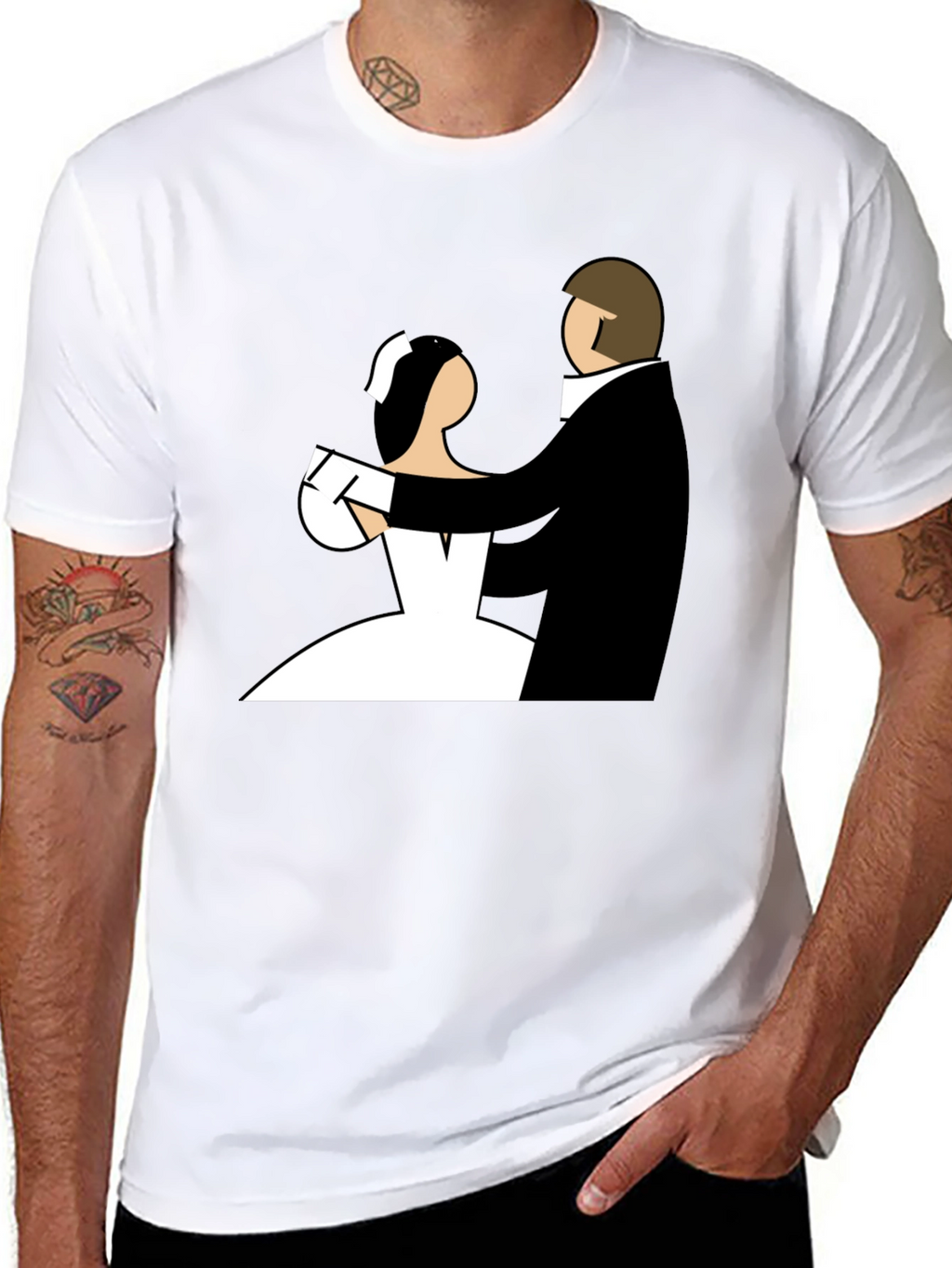 Bride and Groom Graphic Tee - Black