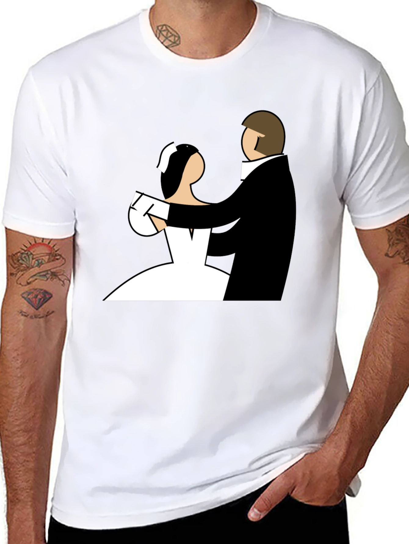Bride and Groom Graphic Tee - Black