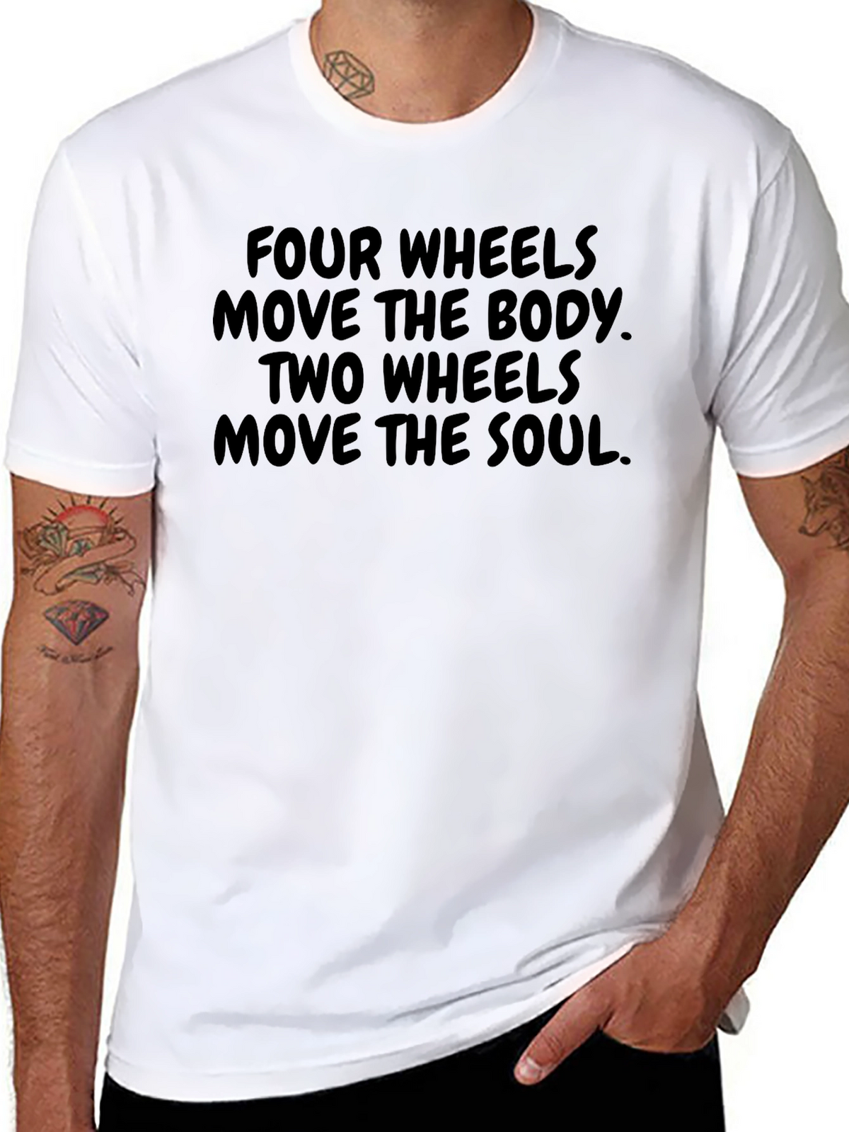 Four Wheels Body Two Wheels Soul Graphic Tee