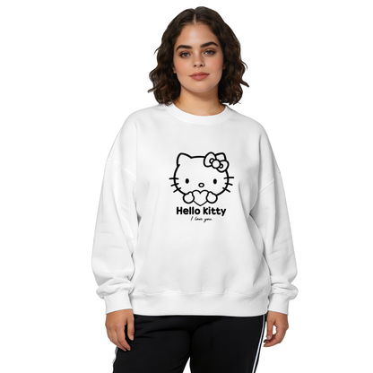 Minimal Line Art Hello Kitty Love Theme Crewneck Sweatshirt