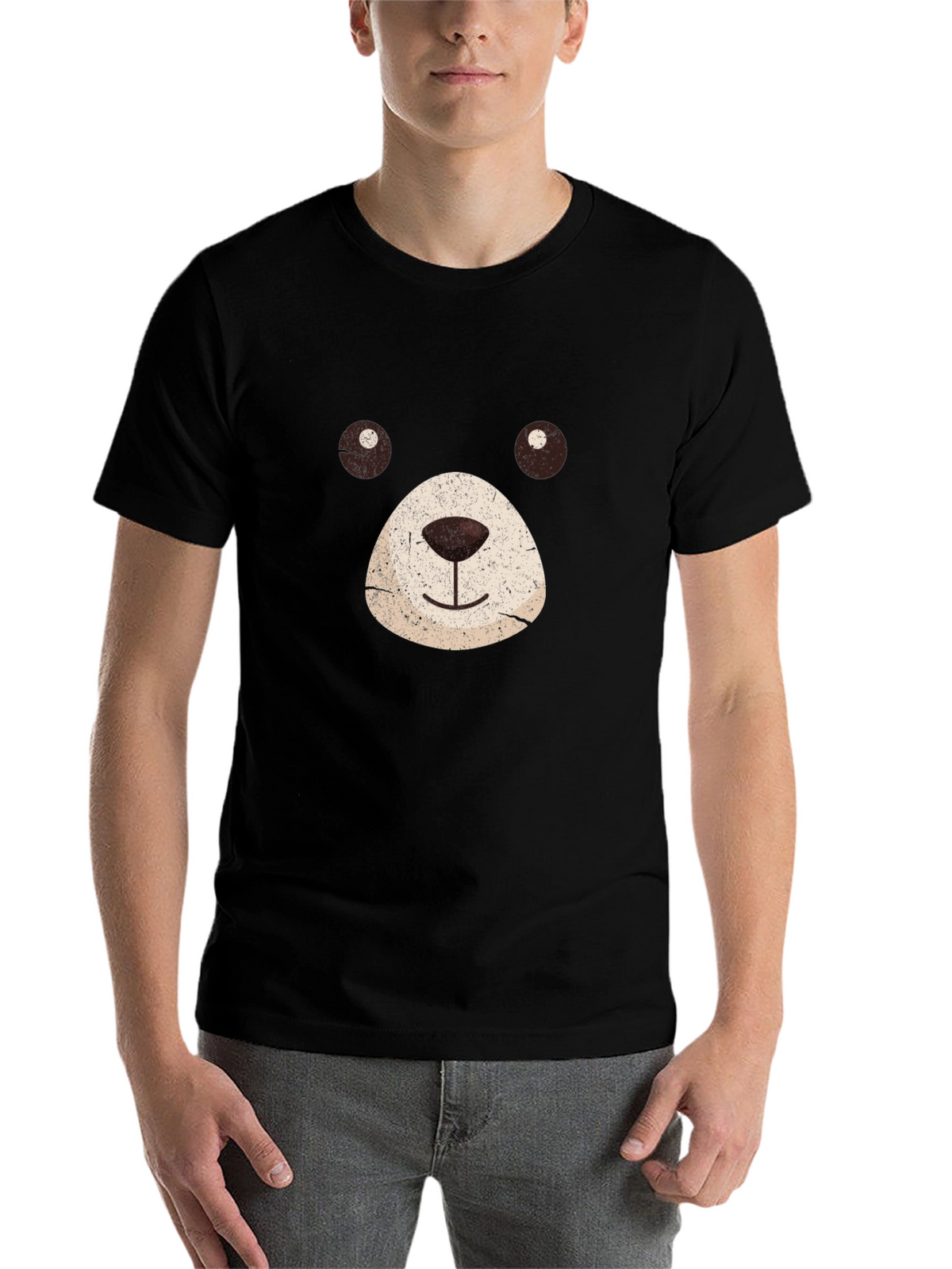 Bear Face Graphic Black T-Shirt