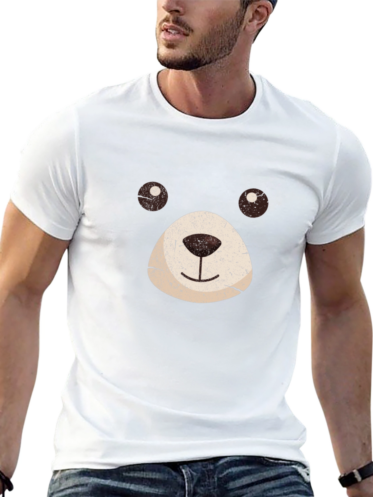 Bear Face Graphic Black T-Shirt