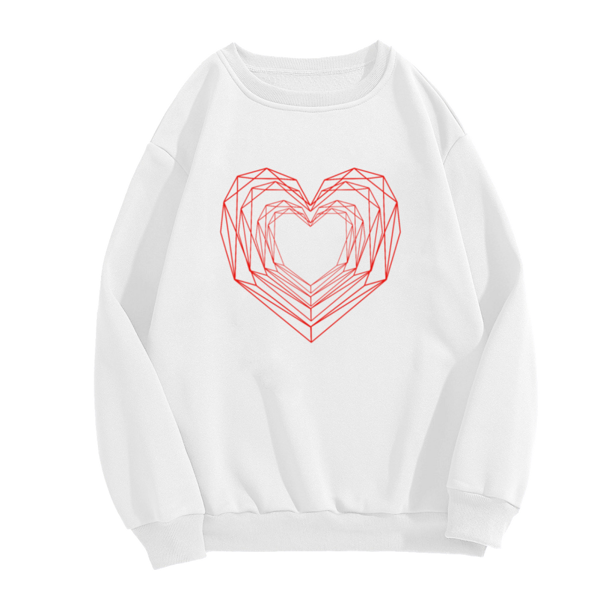 Geometric Wireframe Heart Minimalist Crewneck Sweatshirt | Modern Abstract Love Line Art Pullover, Valentine's Day Gift