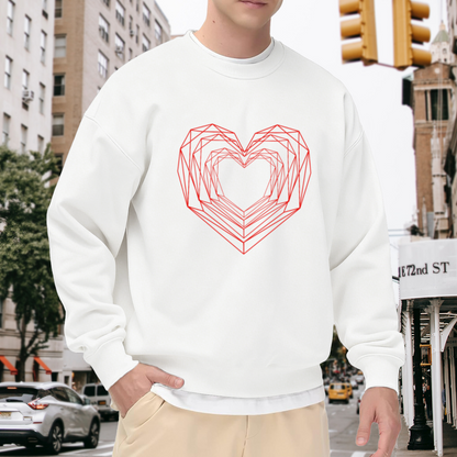 Geometric Wireframe Heart Minimalist Crewneck Sweatshirt | Modern Abstract Love Line Art Pullover, Valentine's Day Gift