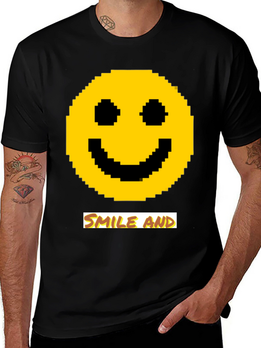 Pixel Smiley Face T-Shirt - Smile and...