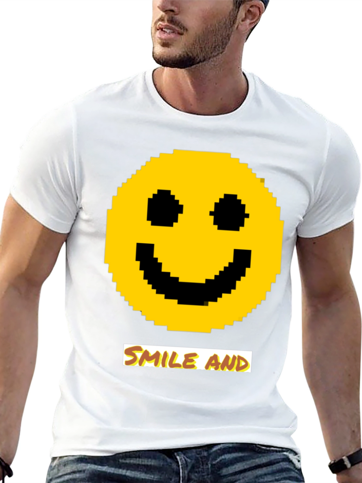 Pixel Smiley Face T-Shirt - Smile and...