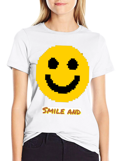 Pixel Smiley Face T-Shirt - Smile and...