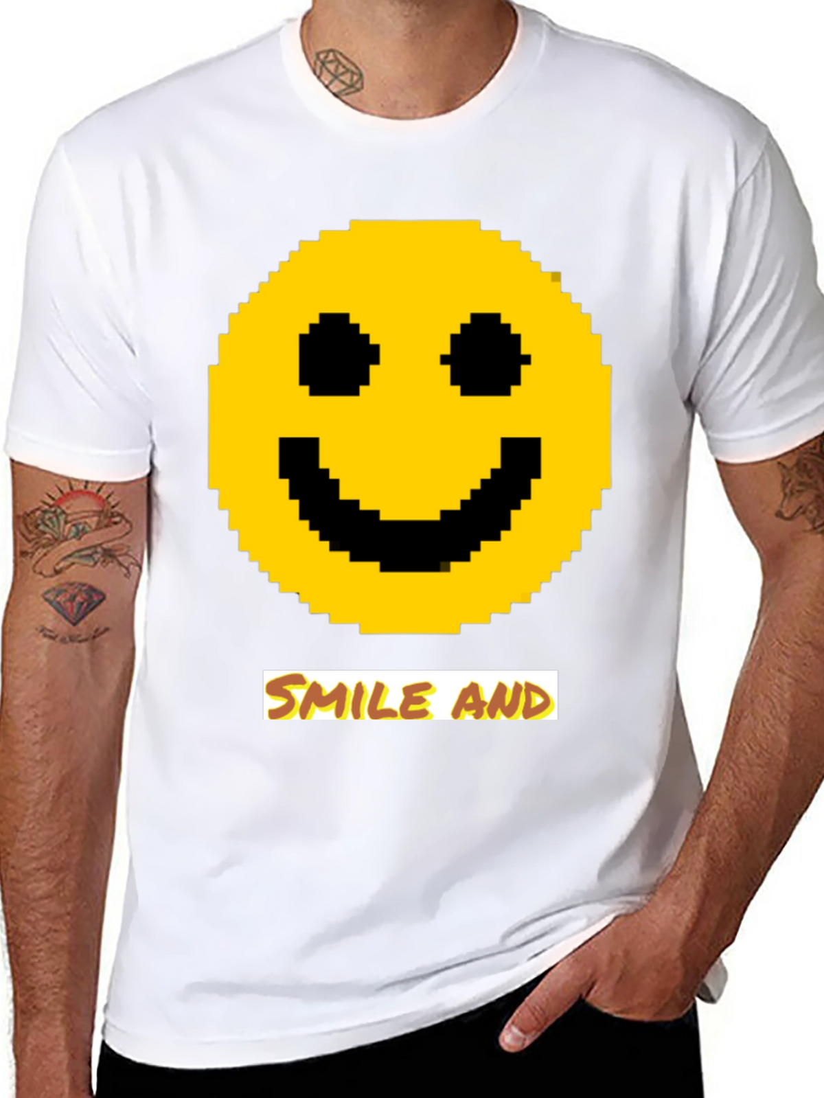 Pixel Smiley Face T-Shirt - Smile and...