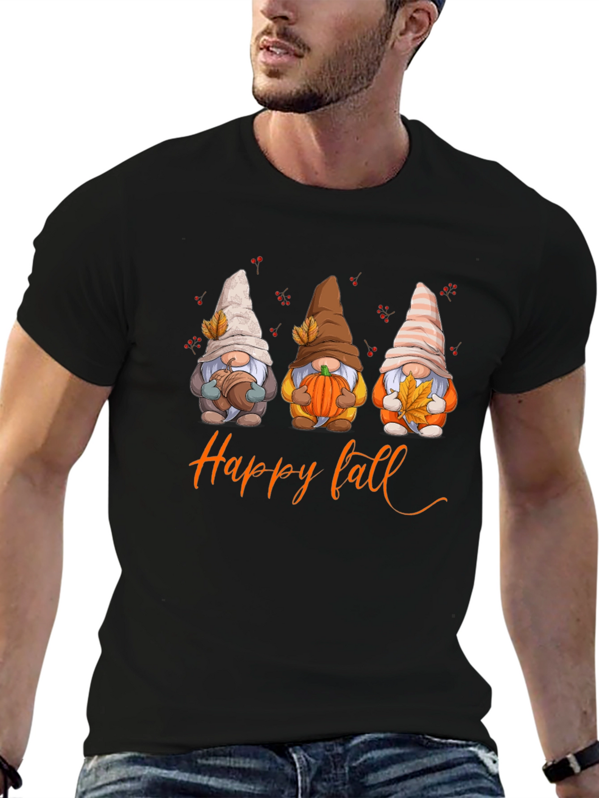 Happy Fall Gnomes Graphic T-Shirt - Autumn Season