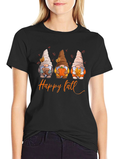 Happy Fall Gnomes Graphic T-Shirt - Autumn Season