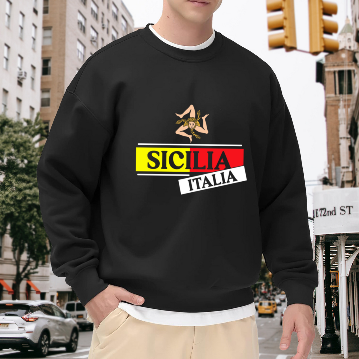 Sicilia Italia Medusa Crewneck Sweatshirt, Sicily Pride Badge Pullover, Italian Heritage Gift