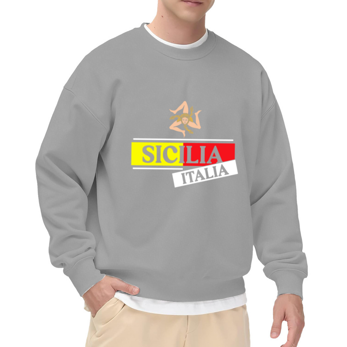 Sicilia Italia Medusa Crewneck Sweatshirt, Sicily Pride Badge Pullover, Italian Heritage Gift