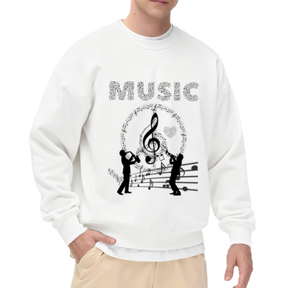 Music Notes Musicians Crewneck Sweatshirt - Artistic Band Silhouette Pullover, Music Teacher Gift, Symphony Top