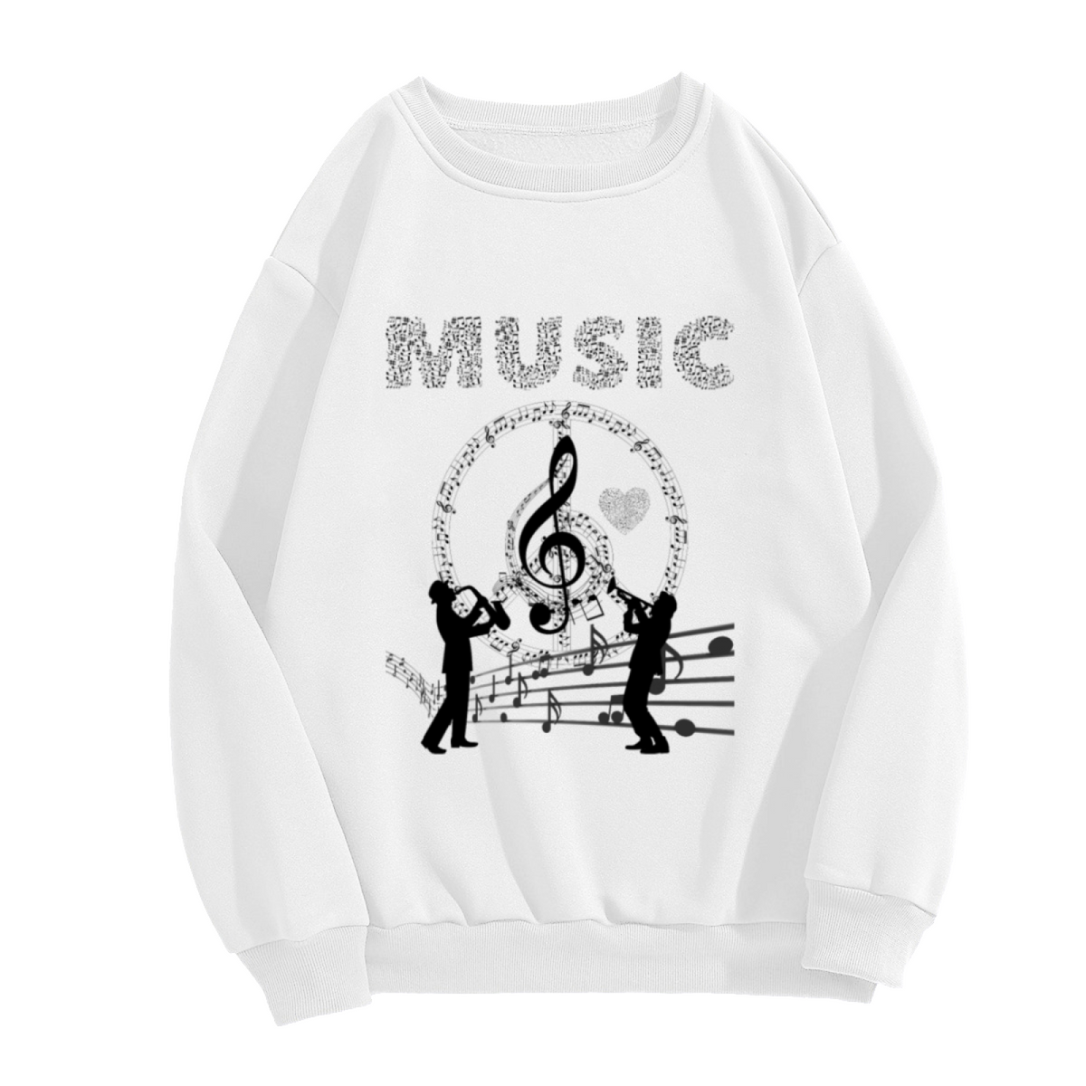 Music Notes Musicians Crewneck Sweatshirt - Artistic Band Silhouette Pullover, Music Teacher Gift, Symphony Top