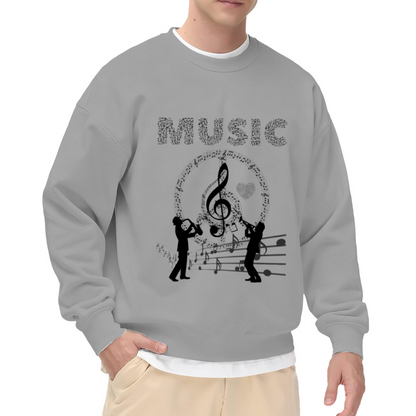 Music Notes Musicians Crewneck Sweatshirt - Artistic Band Silhouette Pullover, Music Teacher Gift, Symphony Top