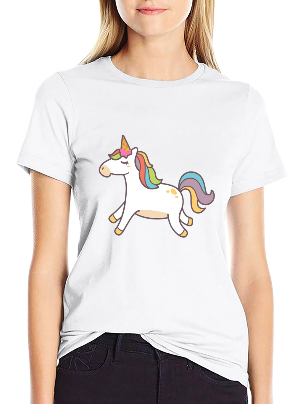Black T-Shirt with Unicorn Graphic