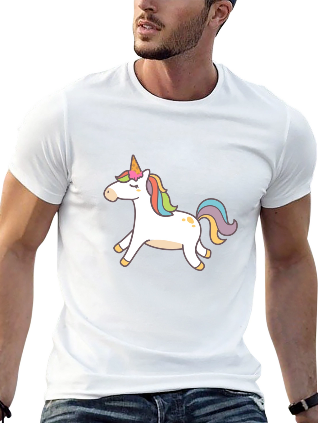 Black T-Shirt with Unicorn Graphic