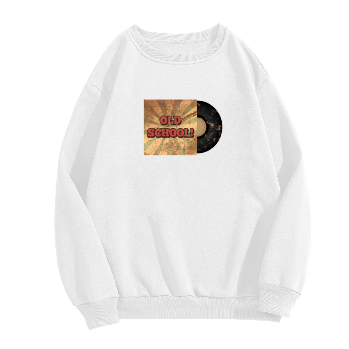 Old School Vinyl Record Retro Music Crewneck Sweatshirt | Vintage Sunburst Record Sleeve Pullover, Music Lover Gift
