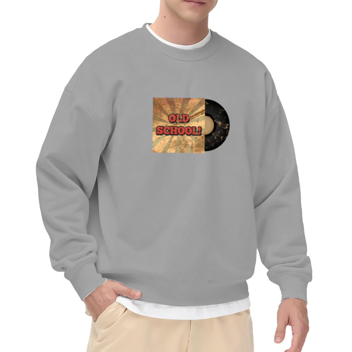 Old School Vinyl Record Retro Music Crewneck Sweatshirt | Vintage Sunburst Record Sleeve Pullover, Music Lover Gift
