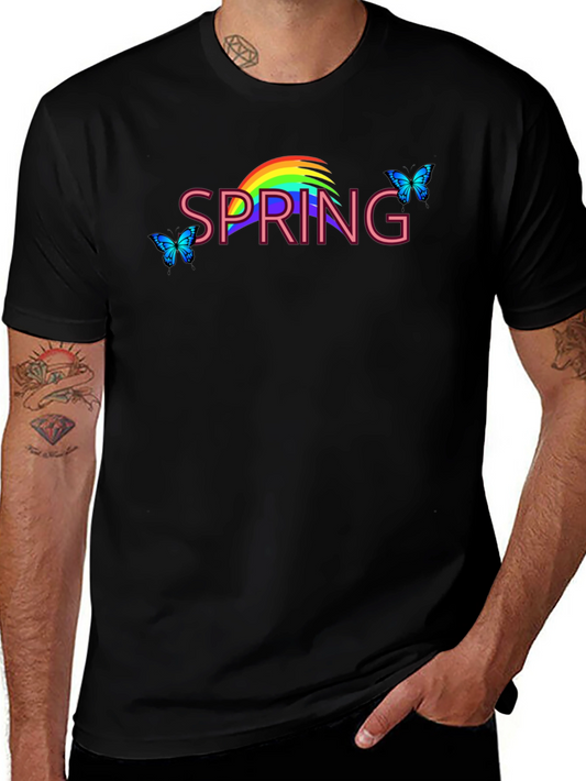 Spring Rainbow Butterfly Graphic Tee