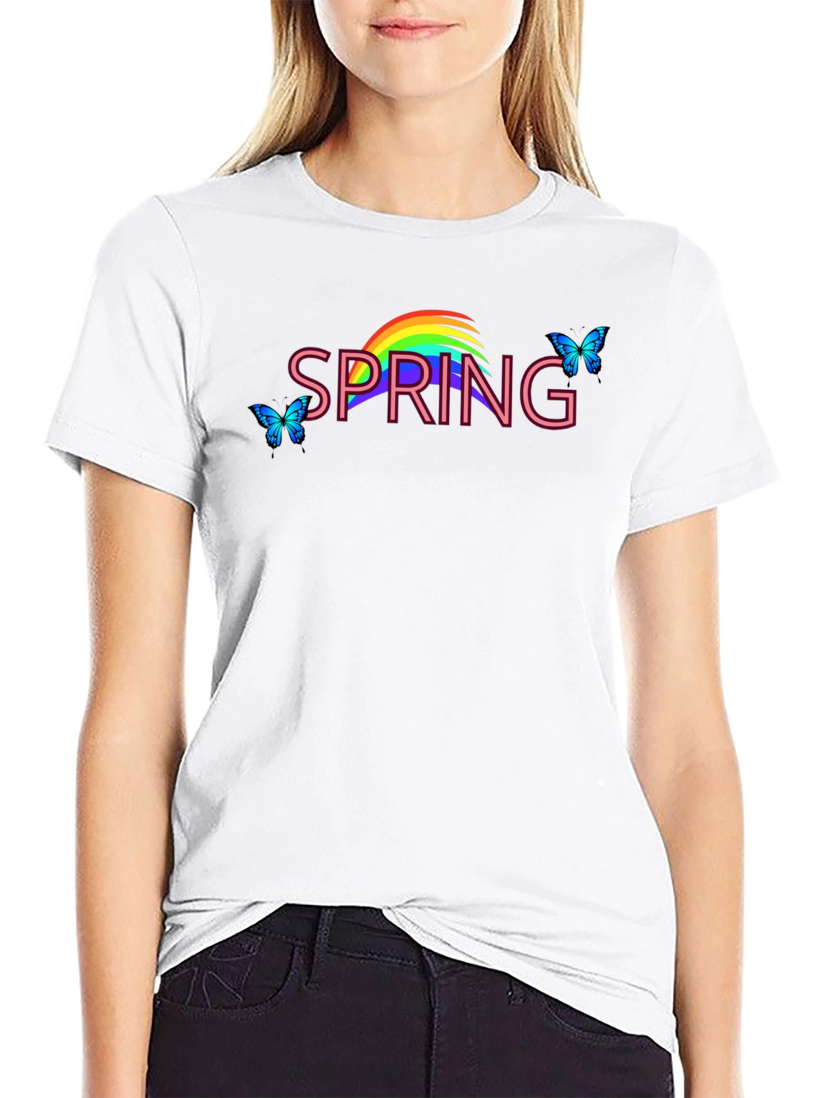 Spring Rainbow Butterfly Graphic Tee
