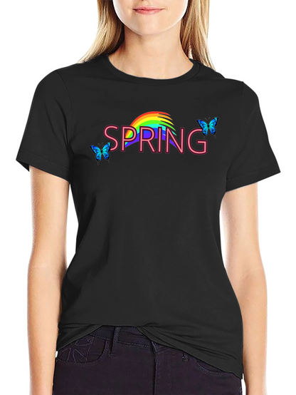 Spring Rainbow Butterfly Graphic Tee