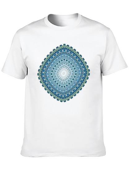 Geometric Mandala Print Black T-Shirt