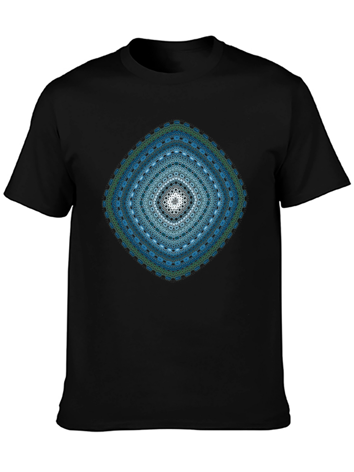 Geometric Mandala Print Black T-Shirt