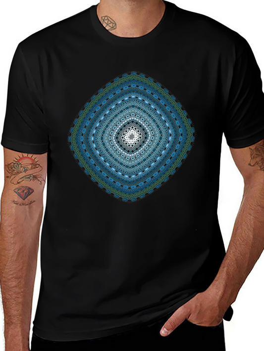 Geometric Mandala Print Black T-Shirt