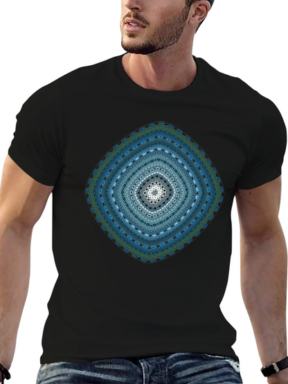 Geometric Mandala Print Black T-Shirt