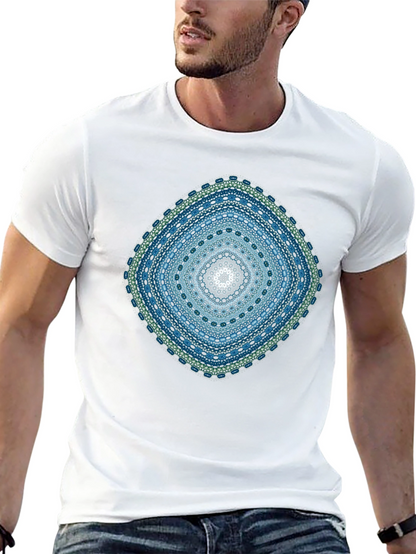 Geometric Mandala Print Black T-Shirt