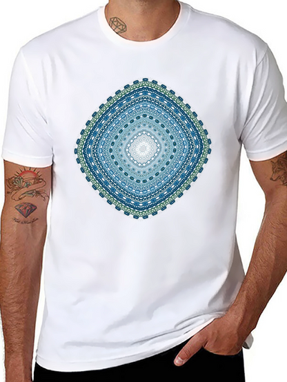 Geometric Mandala Print Black T-Shirt