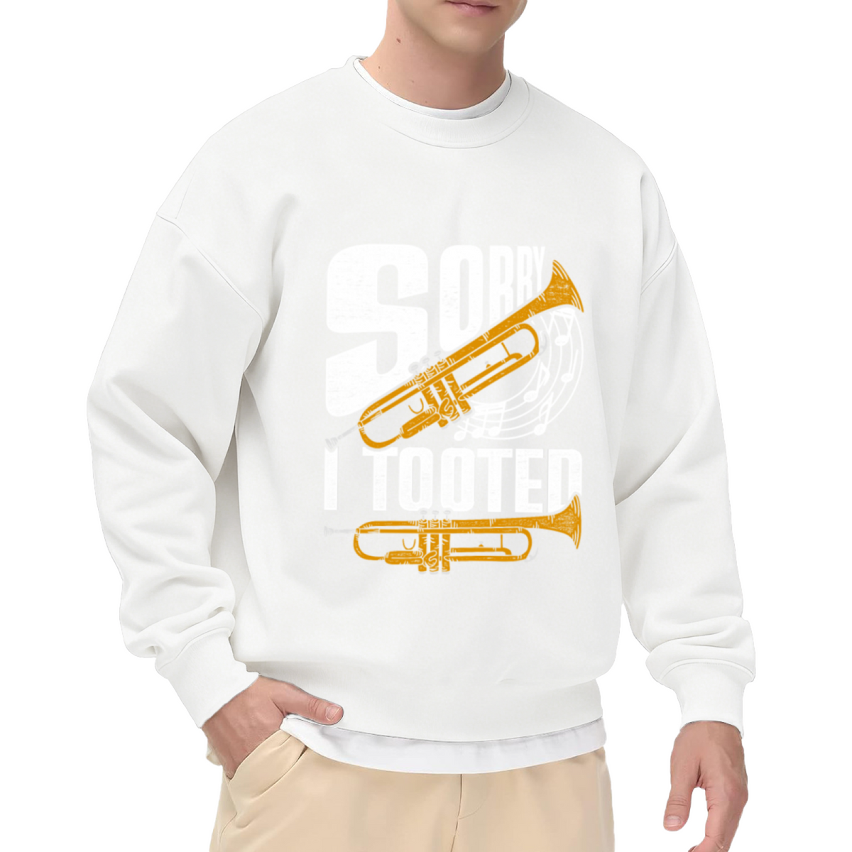 Sorry I Tooted Trumpet Crewneck Sweatshirt - Funny Musician Pun Pullover, Brass Player Gift, Band Humor Top