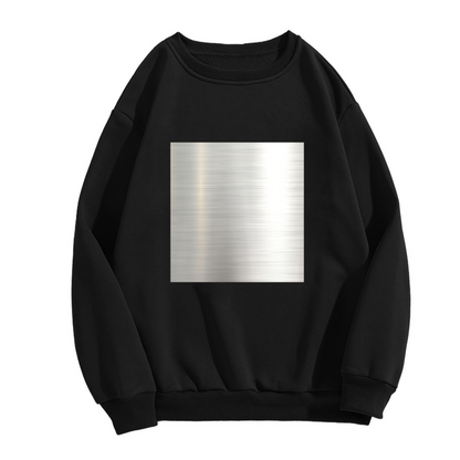 Brushed Metal Texture Minimalist Crewneck Sweatshirt | Industrial Abstract Silver Square Pullover, Modern Streetwear Top